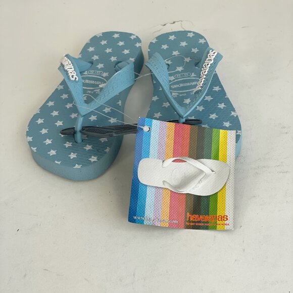 NWT Havaianas Kids Tiny Stars Flip Flops Blue Toddler Size 7/8 Thong Sandals Sum - Picture 2 of 8